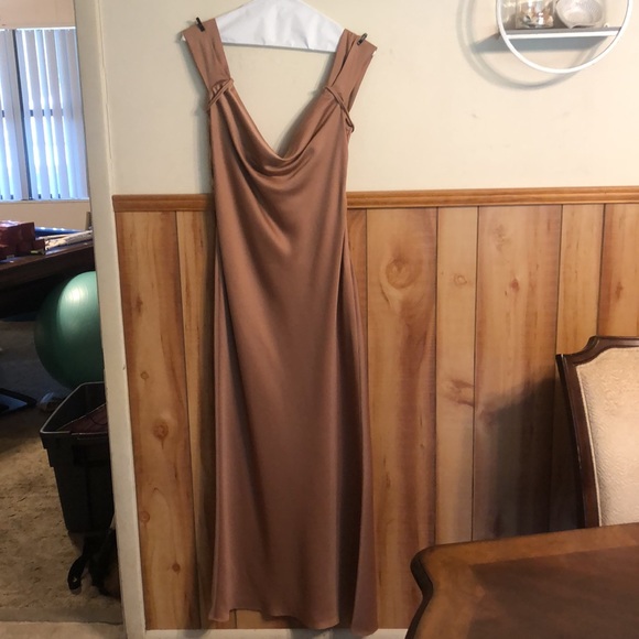 Elegant silk BHLDN dress in sand dune - Picture 3 of 4